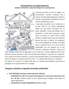 INTERVENTO DI DOMOTERAPIA (indagine ambientale: campi elettromagnetici e geomagnetici) L’intervento prevede una serie di indagini, con strumentazioni  tecniche e biofisiche, atte a