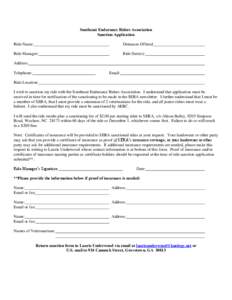 Southeast Endurance Riders Association Sanction Application Ride Name: Distances Offered