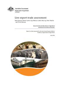 Live export trade assessment Beth Deards, Robert Leith, Clay Mifsud, Caitlin Murray, Peter Martin and Trish Gleeson Research by the Australian Bureau of Agricultural and Resource Economics and Sciences