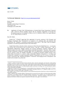 Microsoft Word - Citadel Comment Letter on SEC Cross-Border Proposal (13July15