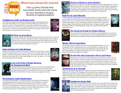 Sweep / Television / Literature / Speculative fiction / Touch the Dark / Ice / Help / Supernatural