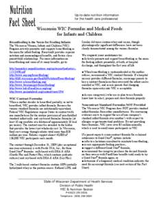 Nutrition Fact Sheet WIC Formulas for Infants and Children