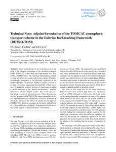 Atmos. Chem. Phys., 14, 5477–5493, 2014 www.atmos-chem-phys.net[removed]doi:[removed]acp[removed] © Author(s[removed]CC Attribution 3.0 License.  Technical Note: Adjoint formulation of the TOMCAT atmospheric