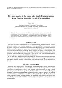 F.E. Wells, D.I. Walker and D.S. Jones (eds[removed]The Marine Flora and Fauna of Dampier, Western Australia. Western Australian Museum, Perth. Five new species of the water mite family Pontarachnidae from Western Austral