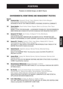 POSTERS Posters in Exhibit Areas on Both Floors ENVIRONMENTAL MONITORING AND MANAGEMENT POSTERS Board # 100	 Francesca Ape, Alessandro Rinaldi, Valeria Montalto, Maria Cristina Mangano, Erika Porporato, Gianluca Sarà, S