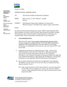 Sustainability / Actual Production History / CIH / Crop insurance / Organic farming / Risk Management Agency / Yield / Agriculture / Agricultural economics / Agriculture in the United States