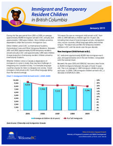 Immigrant and Temporary Resident Children in British Columbia January 2011 During the five-year period from 2005 to 2009, on average, approximately 40,000 immigrants arrived in B.C. annually and