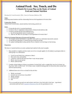Animal Feed: See, Touch, and Do A Hands-On Lesson Plan on the Basics of Animal Feed and Animal Nutrition     