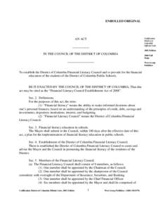 ENROLLED ORIGINAL  Codification District of Columbia Official Code