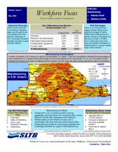 Workforce Focus  Volume 1, Issue 1 May, 2006  From the Sarnia-Lambton Training Board