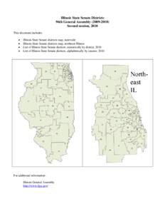 Illinois State Senate Districts 96th General Assembly[removed]Second session, 2010 This document includes: • •