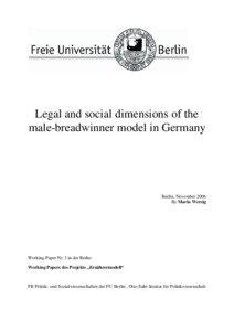 Legal and social dimensions of the male-breadwinner model in Germany