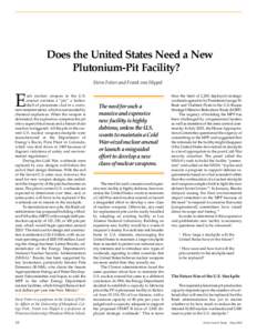 Does the United States Need a New Plutonium-Pit Facility? Steve Fetter and Frank von Hippel E