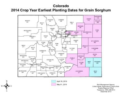Colorado 2014 Crop Year Earliest Planting Dates for Grain Sorghum MOFFAT 081  ROUTT