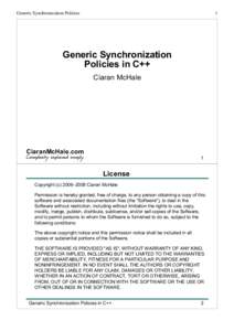 Generic Synchronization Policies  1 Generic Synchronization Policies in C++