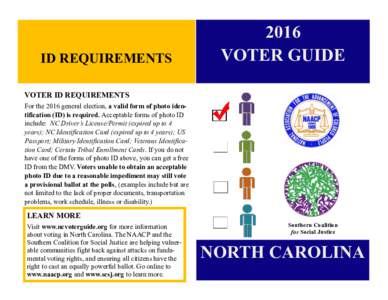 ID REQUIREMENTSVOTER GUIDE  VOTER ID REQUIREMENTS