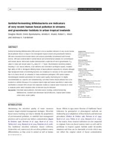 Q IWA Publishing 2010 Journal of Water and Health | 08.3 | Sorbitol-fermenting Bifidobacteria are indicators of very recent human faecal pollution in streams