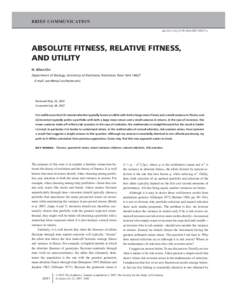 ABSOLUTE FITNESS, RELATIVE FITNESS, AND UTILITY