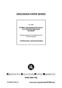 DISCUSSION PAPER SERIES  NoOPTIMAL EXCHANGE RATE POLICY IN A GROWING SEMI-OPEN