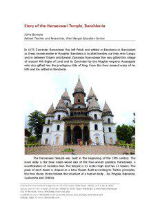 Story of the Hanseswari Temple, Banshberia Sikha Banerjee Retired Teacher and Researcher, West Bengal Education Service