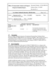 Office of Compensation Analysis and Support  Document Number: OCAS-PER-018 Effective Date: [removed]Program Evaluation Report