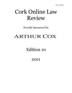 [2011] COLR  Cork Online Law Review Proudly Sponsored by