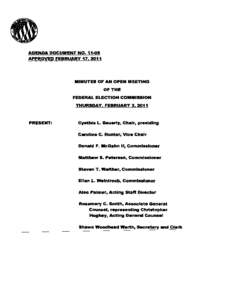 AGENDA DOCUMENT NO. 11-Ga APPROVED FEBRUARY 17, 2011 MINUTES OF AN OPEN MEETING  OF THE