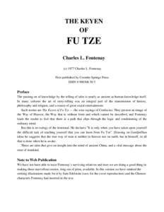 THE KEYEN OF FU TZE Charles L. Fontenay (cCharles L. Fontenay