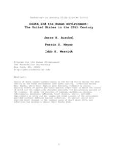 Technology in Society 23(2):[removed]Death and the Human Environment: The United States in the 20th Century  Jesse H. Ausubel