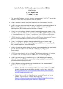 Australian Technical Advisory Group on Immunisation (ATAGI) 43rd Meeting 14 & 15 October 2010 ATAGI BULLETIN 