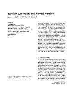 Random Generators and Normal Numbers David H. Bailey and Richard E. Crandall CONTENTS