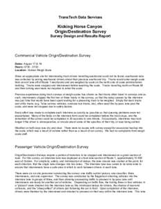 Kicking Horse Canyon Origin / Destination Survey - Survey Design and Results Report