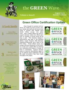 the  GREEN  Wave   Volume  2,  Issue  8   August  2012     Summer  Edition      