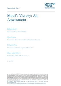 Transcript: Q&A  Modi’s Victory: An Assessment Richard Heald CEO, UK India Business Council (UKIBC)