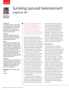 research  Surviving spousal bereavement Insights for GPs Pam McGrath Hamish Holewa