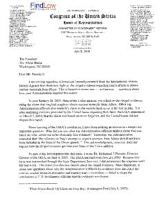 Rep. Henry Waxman letter to Pres. Bush re forged Niger-Iraq uranium evidence & IAEA information