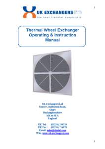 1  Thermal Wheel Exchanger Operating & Instruction Manual