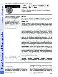 Anthropogenic transformation of the biomes, 1700 to 2000