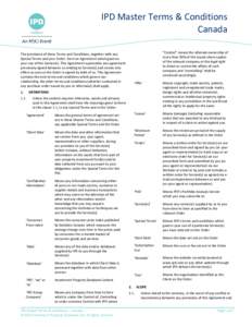 IPD Master Terms & Conditions Canada “Control” means the ultimate ownership of more than 50% of the issued share capital of the relevant company or the legal right to direct or control the affairs of such