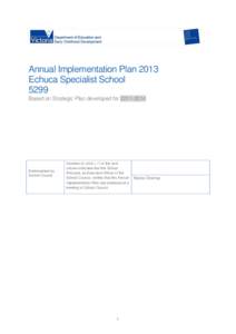 Annual Implementation Plan 2013 Echuca Specialist School 5299 Based on Strategic Plan developed forEndorsement by