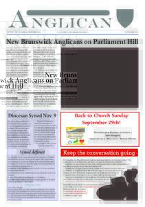 SERVING THE DIOCESE OF FREDERICTON  SEPTEMBER 2013 • A SECTION OF THE ANGLICAN JOURNAL •