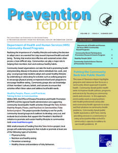 Prevention  report The Latest News on Prevention in the United States. A PRe veNTiON ReP OR T fROm THe NATiONAL HeALTH iNfORmATiON CeNTeR