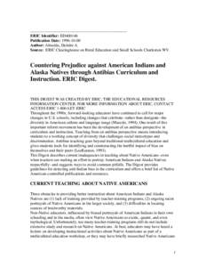 -----------------------------------------------------------------------ERIC Identifier: ED400146 Publication Date: [removed]Author: Almeida, Deirdre A. Source: ERIC Clearinghouse on Rural Education and Small Schools Ch