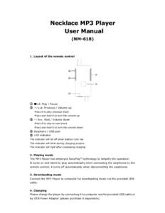 Necklace MP3 Player User Manual (NM[removed]Layout of the remote control