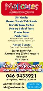 Mellowes Adventure Centre Girl Guides Beaver Scouts/Cub Scouts Kid’s Birthday Parties