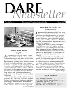 DARE Newsletter oVol. 10, No. 1 Dictionary of American Regional English