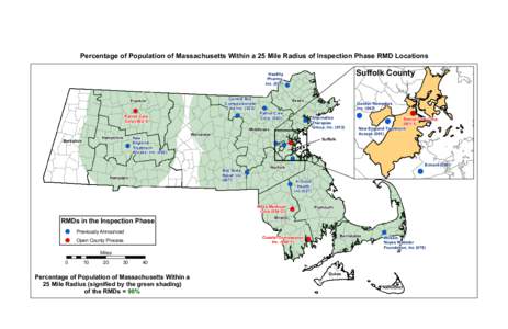Percentage of Population of Massachusetts Within a 25 Mile Radius of Inspection Phase RMD Locations  Suffolk County Healthy Pharms,
