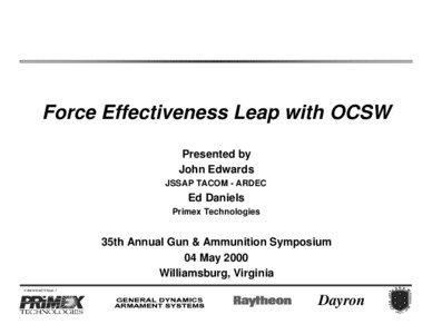 Force Effectiveness Leap with OCSW Presented by John Edwards