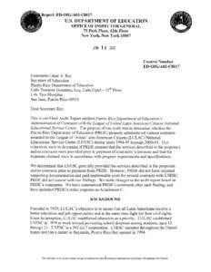 Final Report: ED-OIG/A02-C0017  U.S. DEPARTMENT OF EDUCATION OFFICE OF INSPECTOR GENERAL 7S Park Place, 12th Floor New York, New York 10007