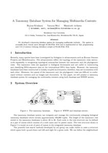 A Taxonomy Database System for Managing Multimedia Contents Hajime Kitakami Yasuma Mori  Masatoshi Arikawa